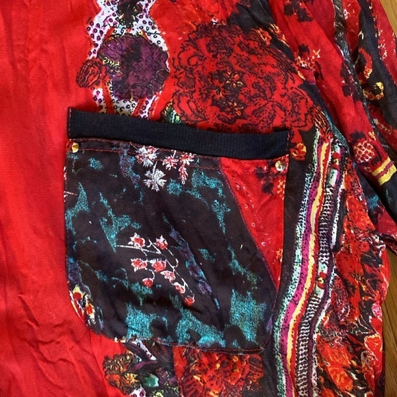 Le Caviar Crinkle blouse Womens M snaps chest pockets Western Rocker Artsy - Picture 3 of 11